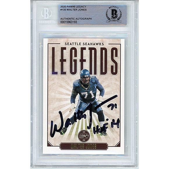 Walter Jones Seattle Seahawks Autographed 2020 Legacy Football Card Beckett Slab - Picture 1 of 4